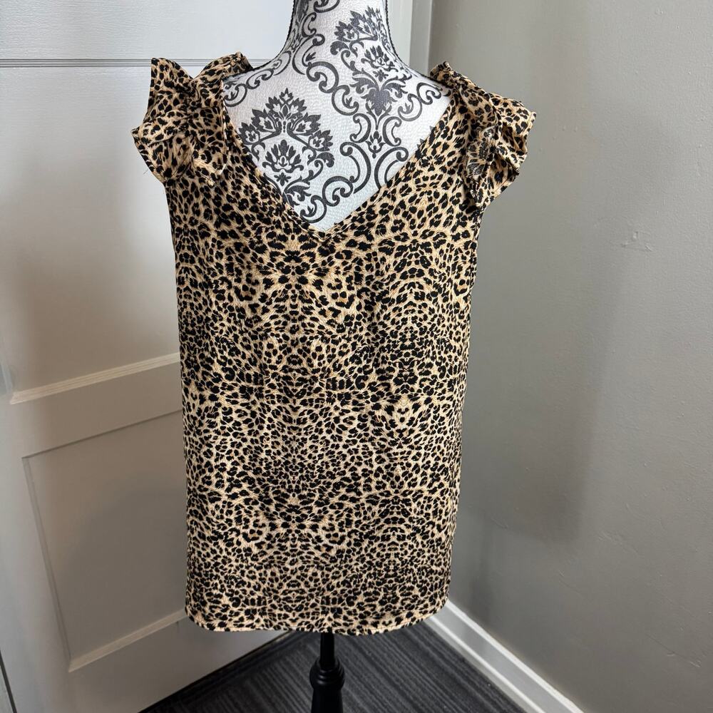 Entro Cheetah Print Ruffle Sleeve V-Neck Blouse Top Women’s Large Animal Print - Picture 8 of 10